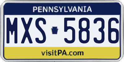 PA license plate MXS5836