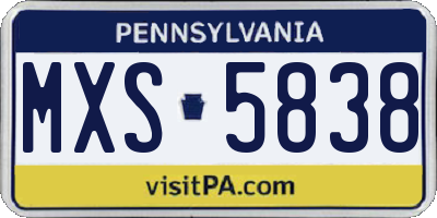 PA license plate MXS5838