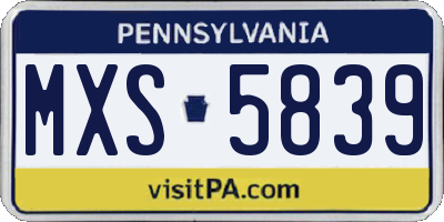 PA license plate MXS5839