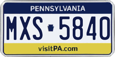 PA license plate MXS5840