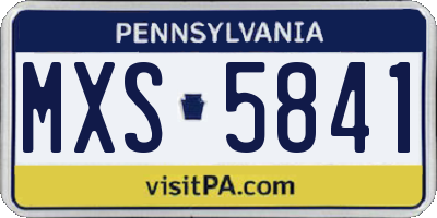 PA license plate MXS5841