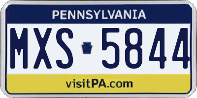 PA license plate MXS5844