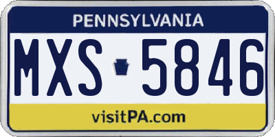 PA license plate MXS5846