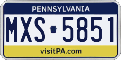 PA license plate MXS5851