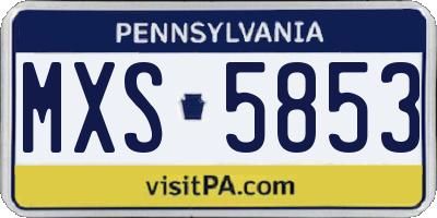 PA license plate MXS5853