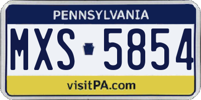 PA license plate MXS5854