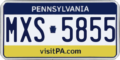 PA license plate MXS5855
