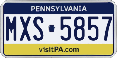 PA license plate MXS5857