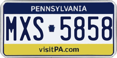 PA license plate MXS5858