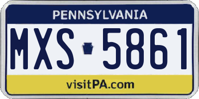 PA license plate MXS5861