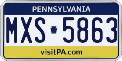 PA license plate MXS5863