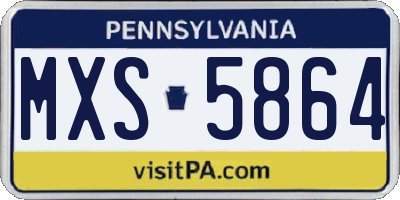 PA license plate MXS5864