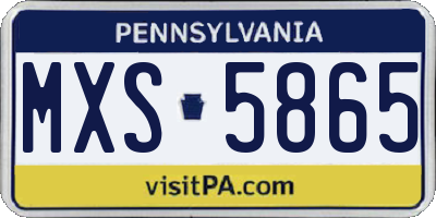 PA license plate MXS5865