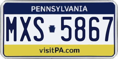 PA license plate MXS5867