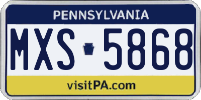 PA license plate MXS5868