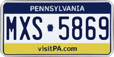 PA license plate MXS5869