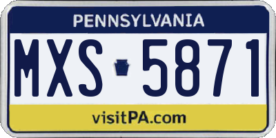 PA license plate MXS5871