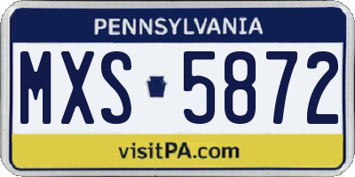 PA license plate MXS5872