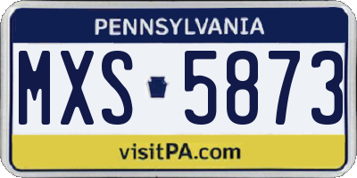 PA license plate MXS5873