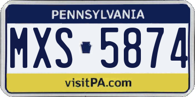 PA license plate MXS5874