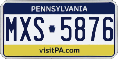 PA license plate MXS5876