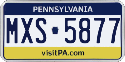 PA license plate MXS5877
