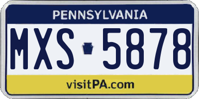PA license plate MXS5878