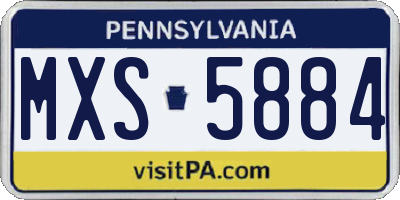 PA license plate MXS5884