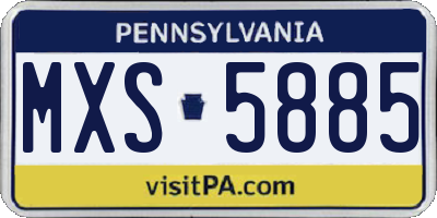 PA license plate MXS5885