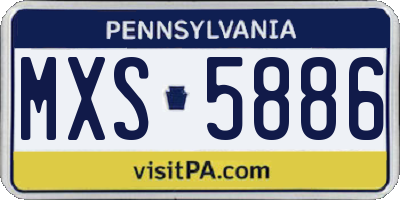 PA license plate MXS5886