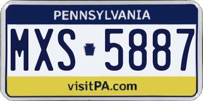 PA license plate MXS5887