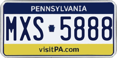 PA license plate MXS5888