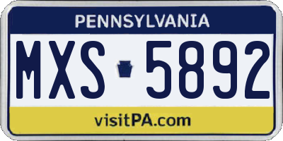 PA license plate MXS5892