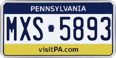 PA license plate MXS5893