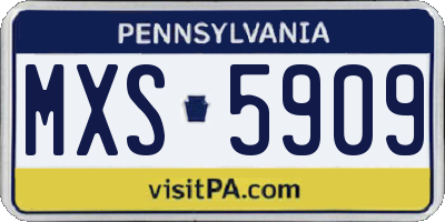 PA license plate MXS5909