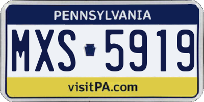 PA license plate MXS5919