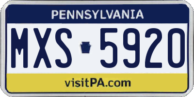 PA license plate MXS5920