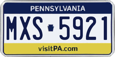 PA license plate MXS5921