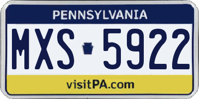 PA license plate MXS5922