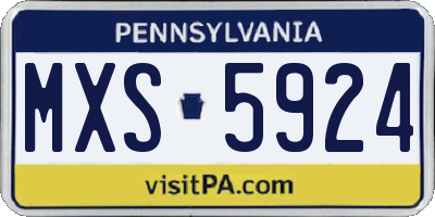 PA license plate MXS5924