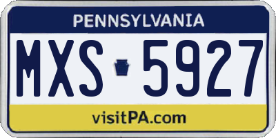 PA license plate MXS5927