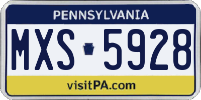 PA license plate MXS5928