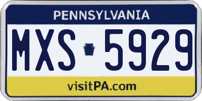 PA license plate MXS5929
