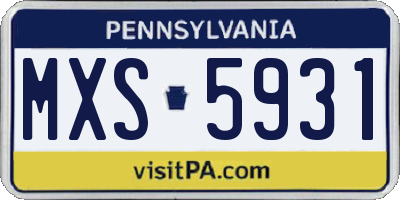 PA license plate MXS5931