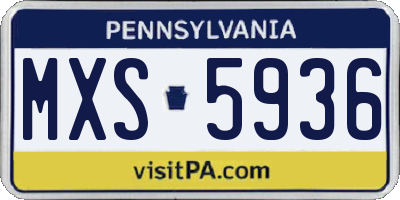 PA license plate MXS5936