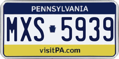 PA license plate MXS5939
