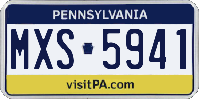 PA license plate MXS5941