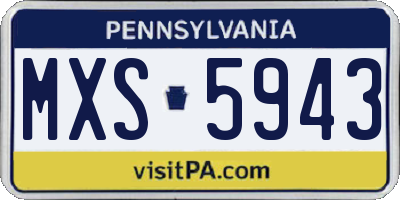 PA license plate MXS5943