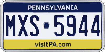 PA license plate MXS5944