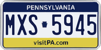 PA license plate MXS5945